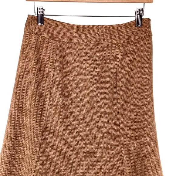 Talbots Womens Skirt Size 4 Vintage Wool Brown Petite A-Line Midi Button Front‎ - Picture 7 of 10